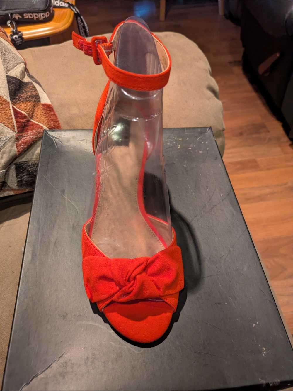 G.I.L.I. Red Knot-Front Ankle-Strap Heels 7.5